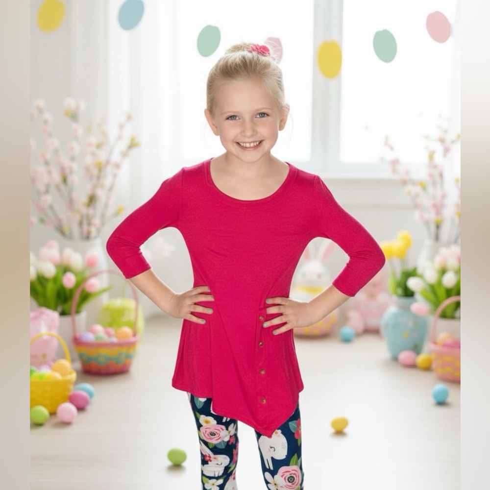S/M/L/XL NEW Girls Hot Pink Dress. Long Top
